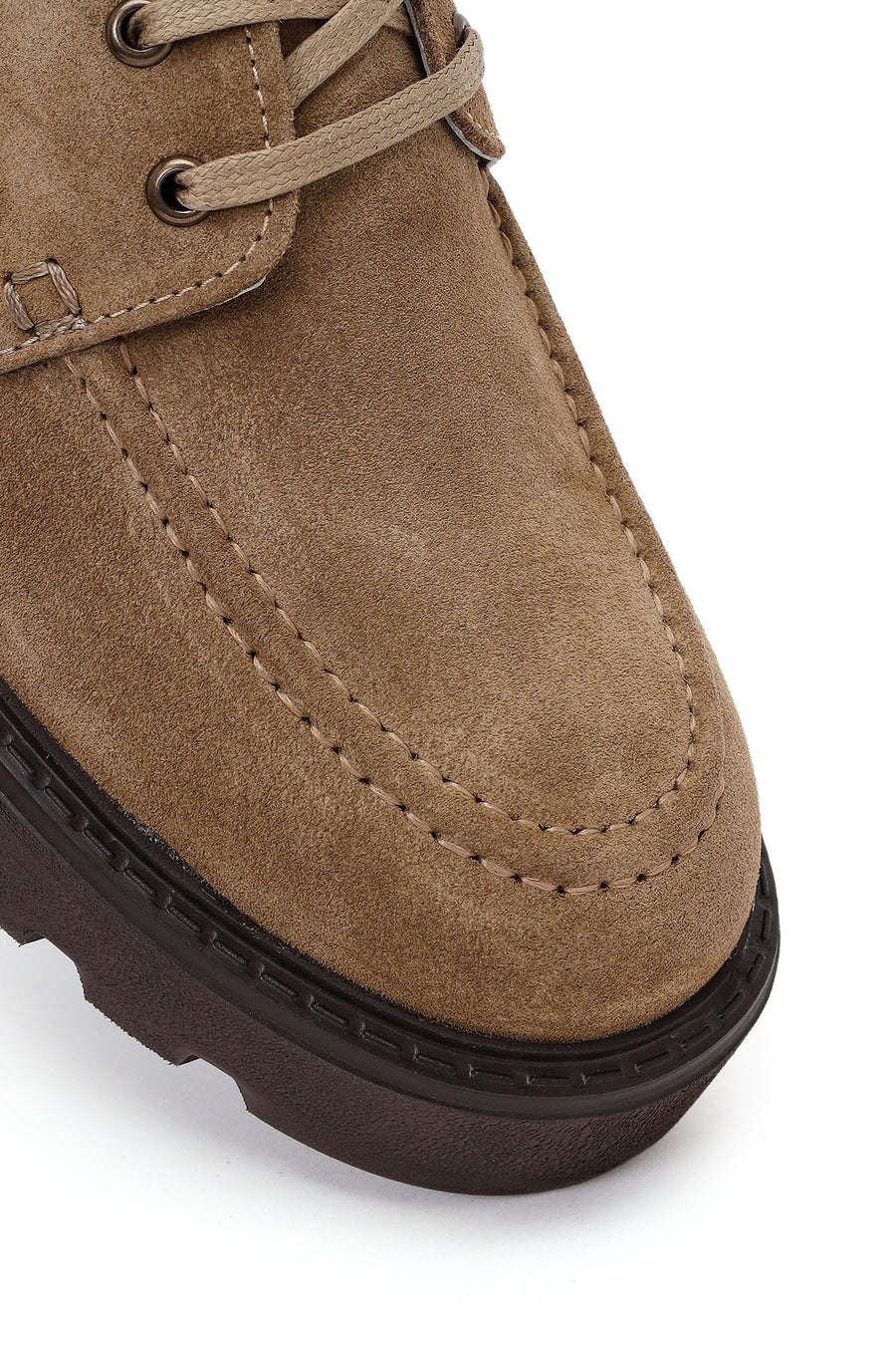 Woman Walnut Lace-Up Thick-Soled Suede Casual Shoes