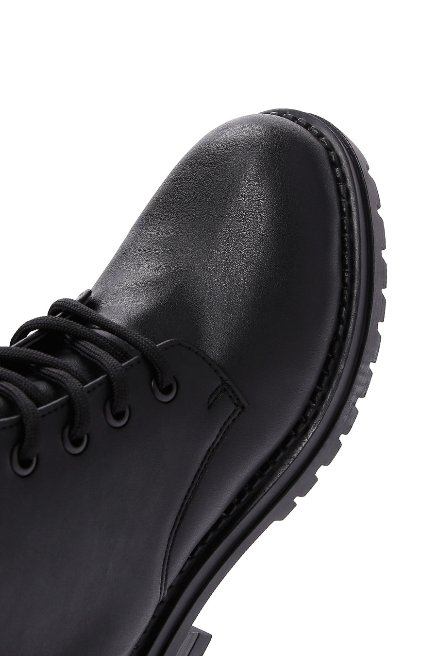Women's Black Lace-Up Zipper Detailed Combat Boots