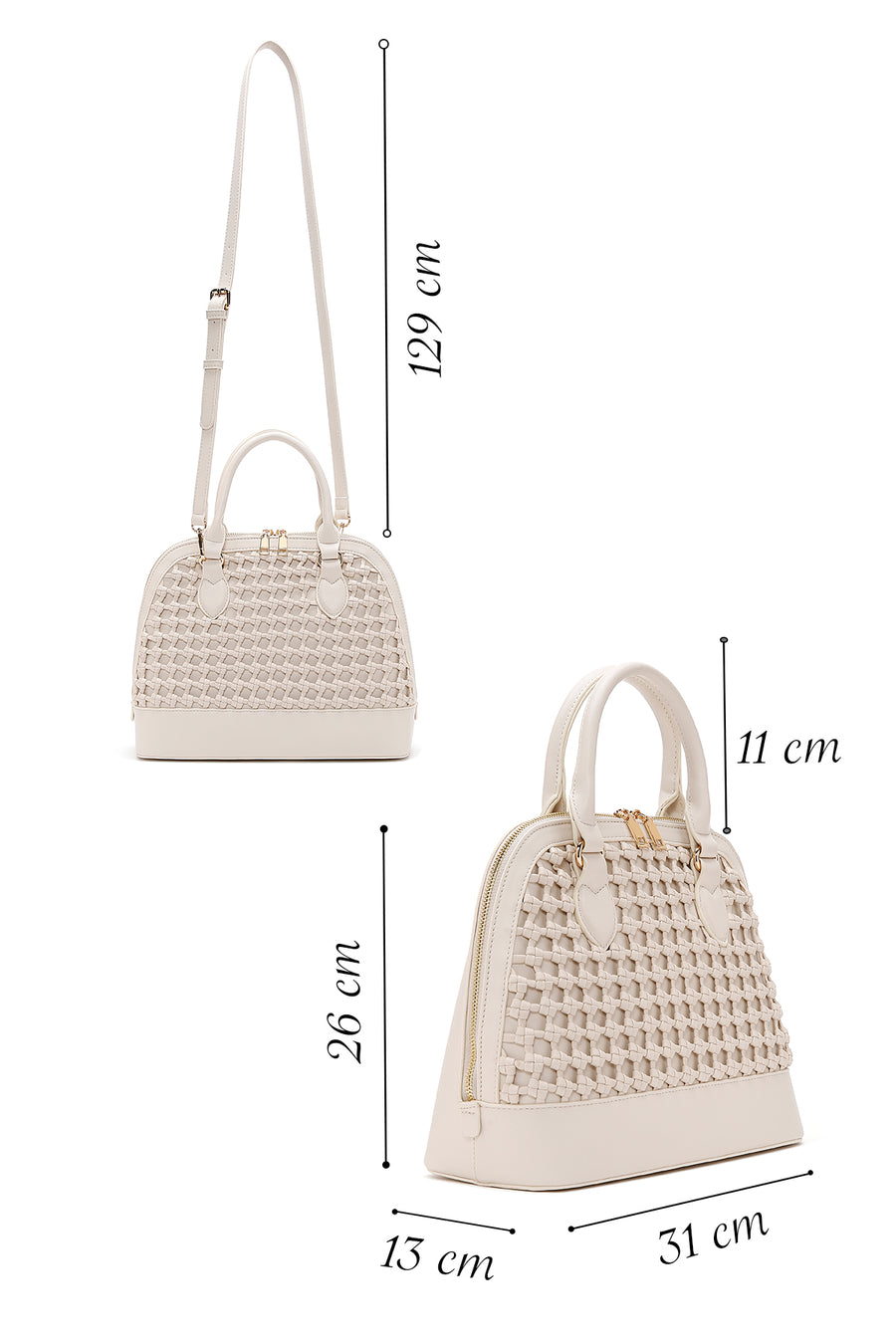 Women's Beige Long Strap Knitted Shoulder Bag