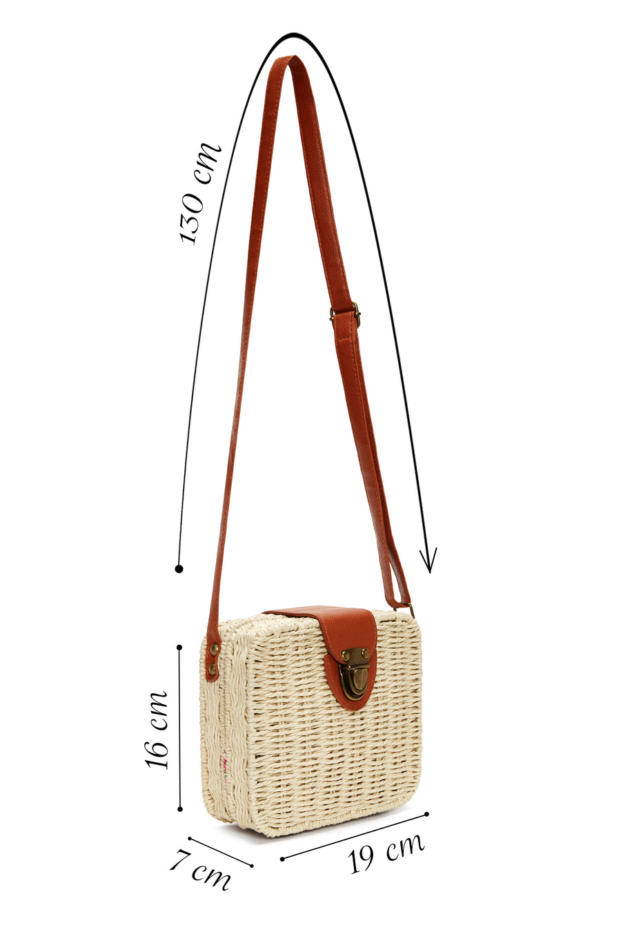 Women's Cream Long Strap Straw Crossbody Bag