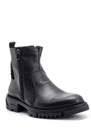 Men's Zippered Leather Boots | Derimod