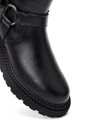 Women's Black Zippered Thick-Soled Boots | Derimod