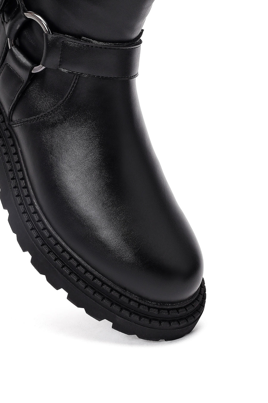 Women's Black Zippered Thick-Soled Boots