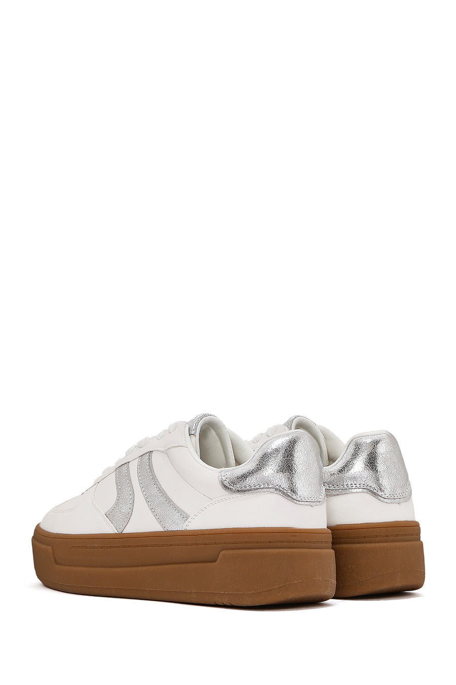 Women's White Lace-Up Thick Soled Sneaker