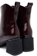 Woman Burgundy Zip Closure Chunky-Heeled Boots | Derimod