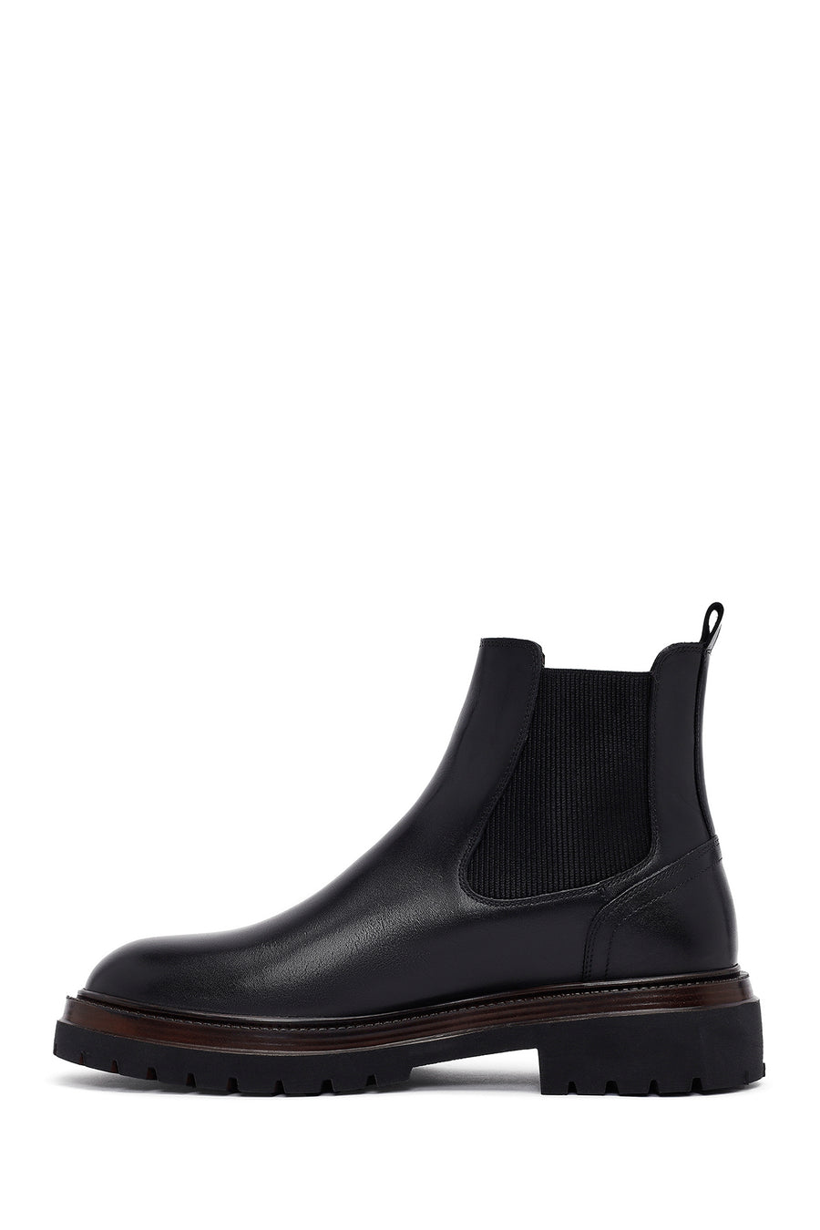 Male Black Thick-Soled Leather Chelsea Boots