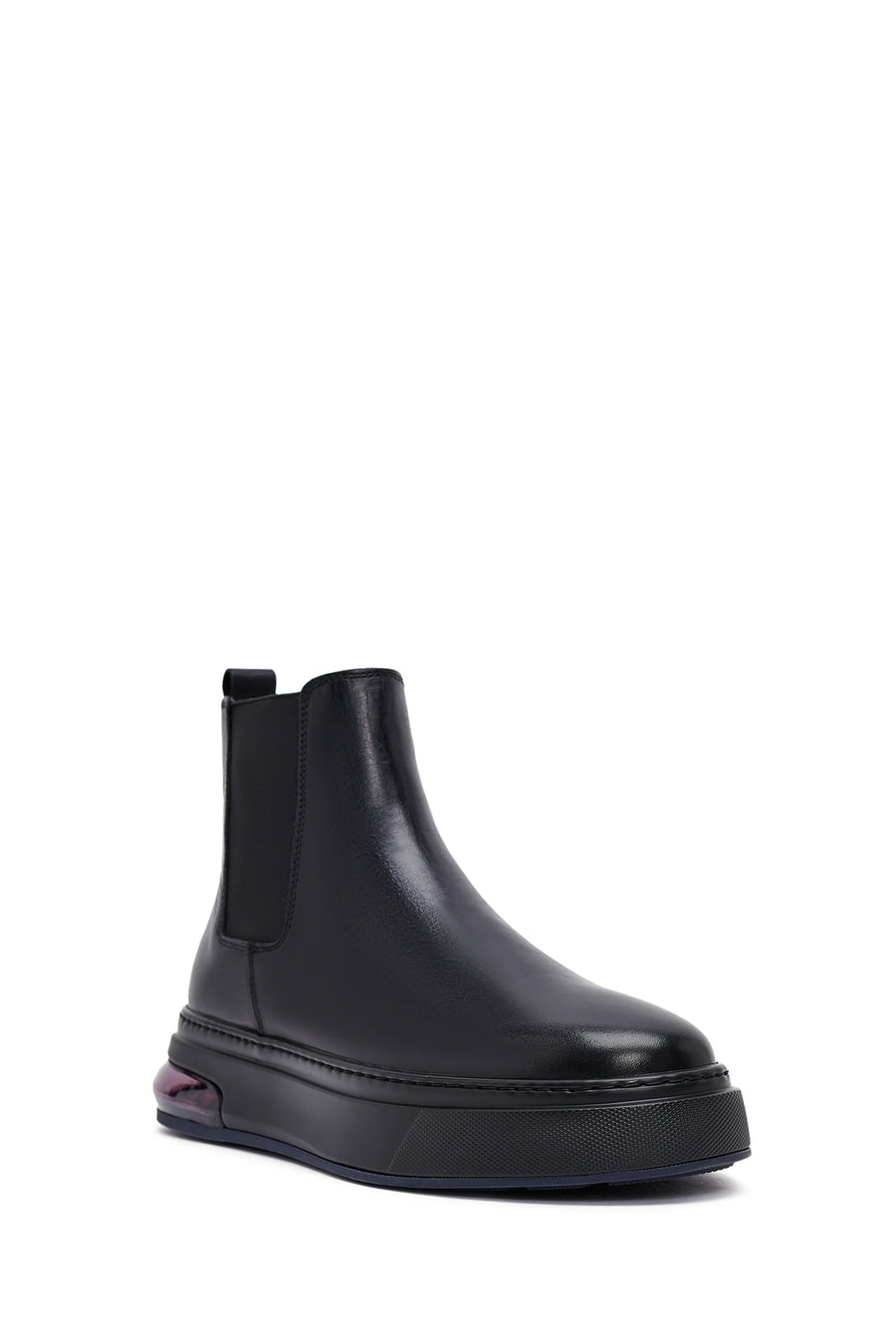 Men's Black Thick Sole Leather Chelsea Boots