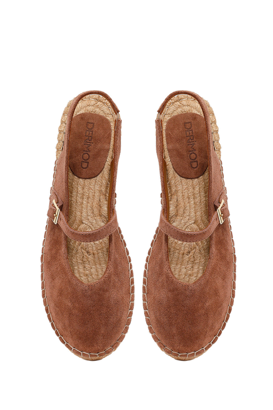 Woman Dark Powder Buckled Suede Espadrilles