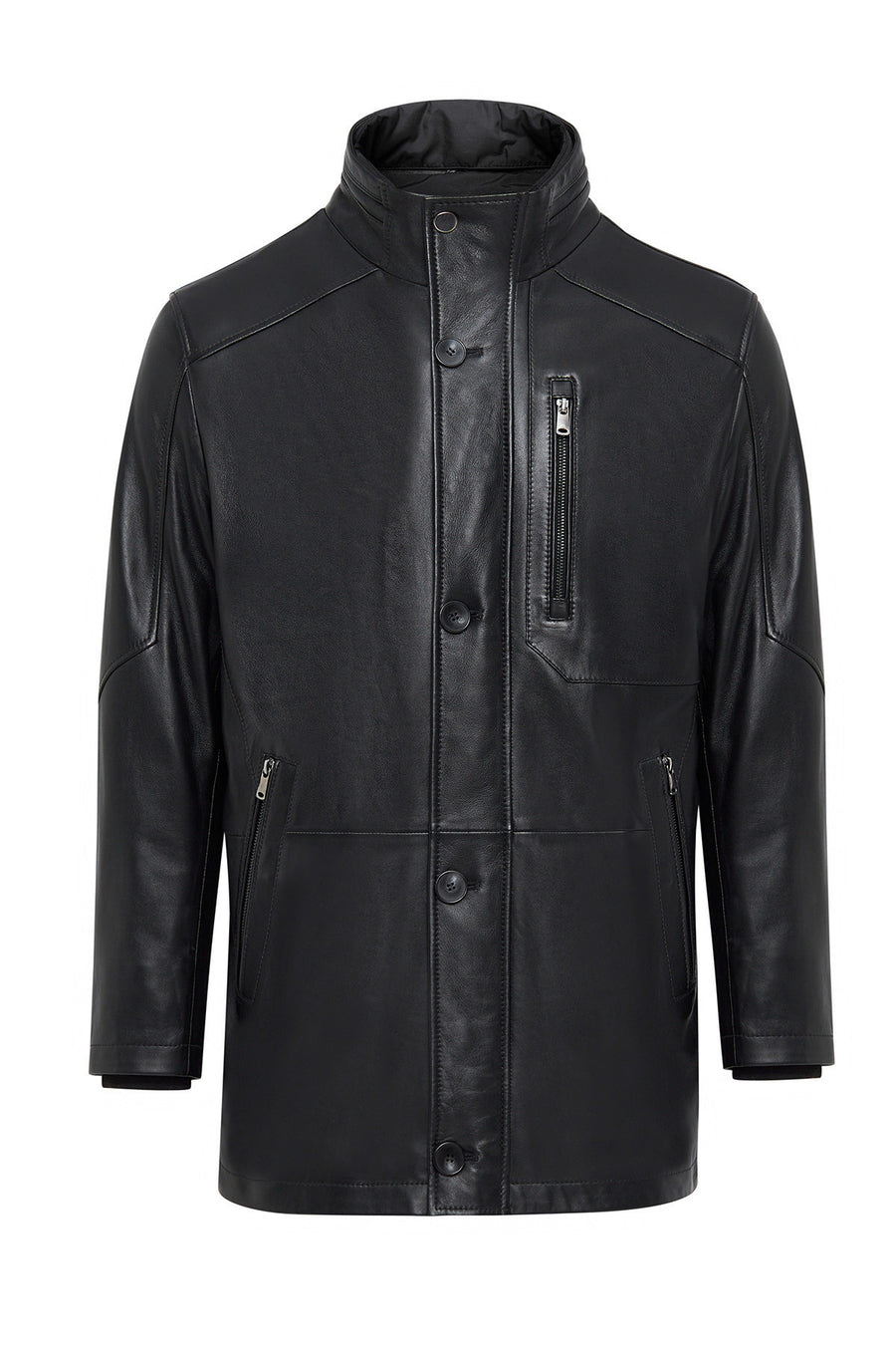 Nathan Men's Black Leather Coat
