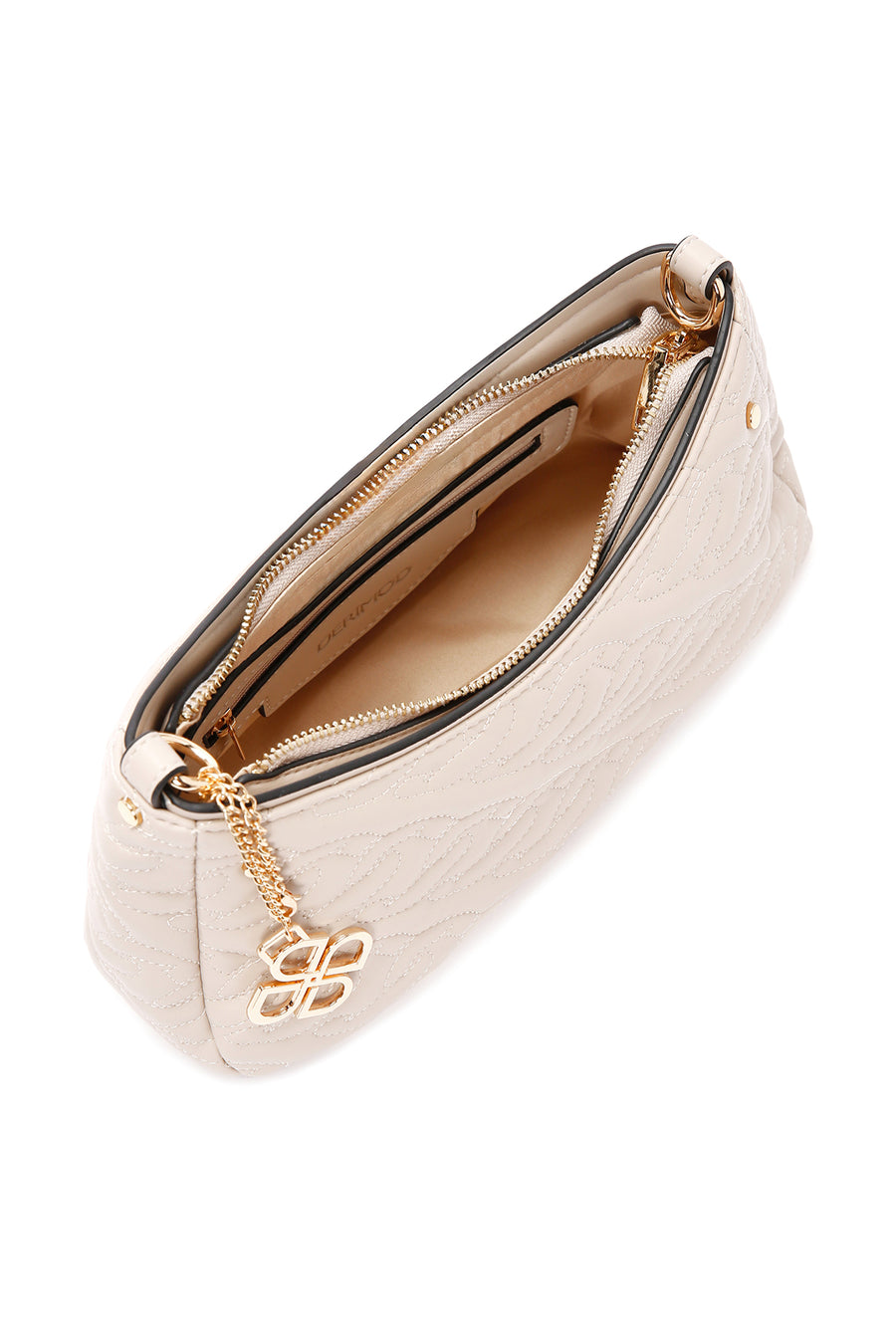 Women's Beige Long Strap Quilted Handbag