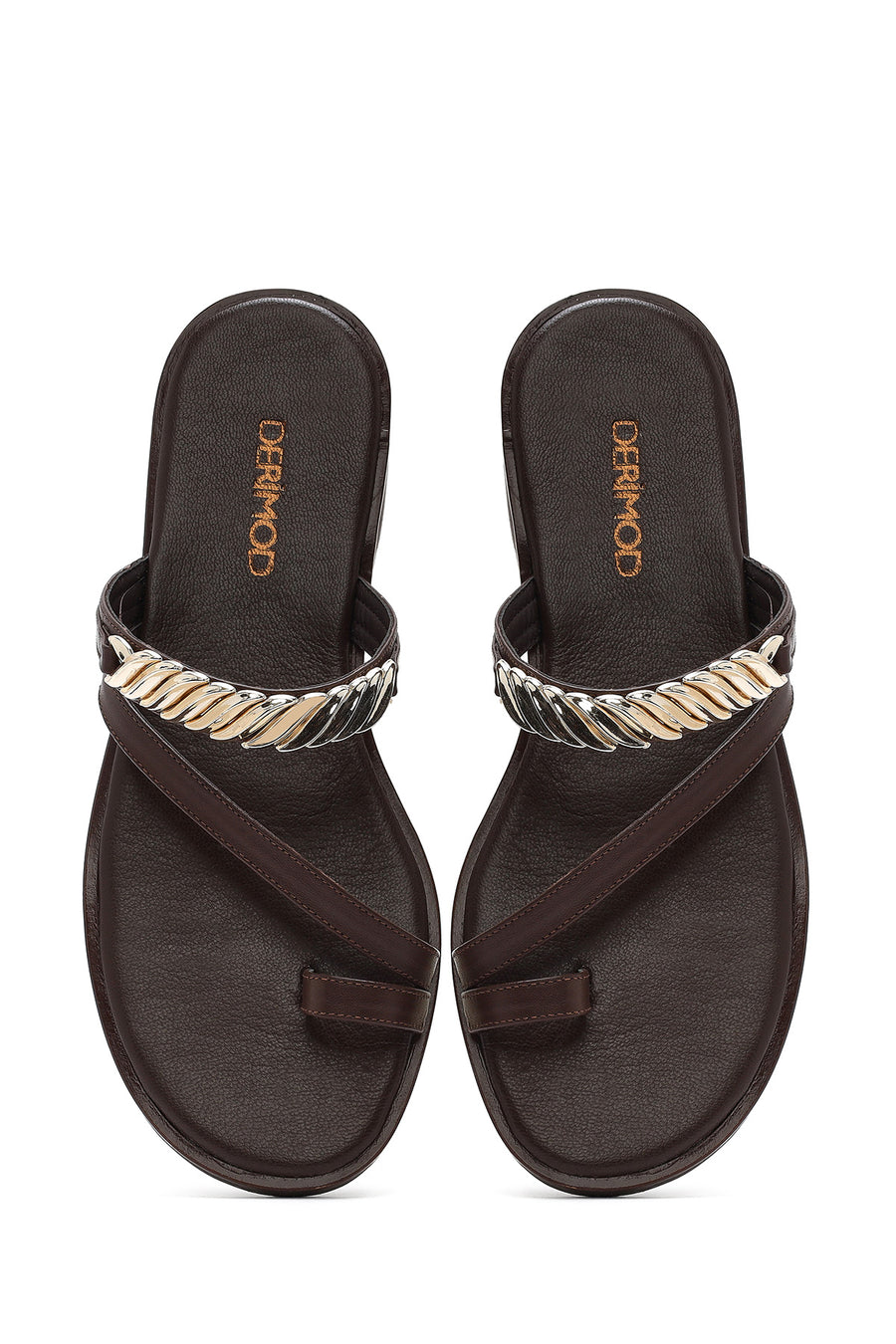 Women's Brown Leather Slippers