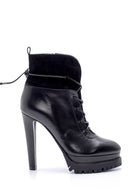 Women's Leather Lace Detailed Heeled Boots | Derimod