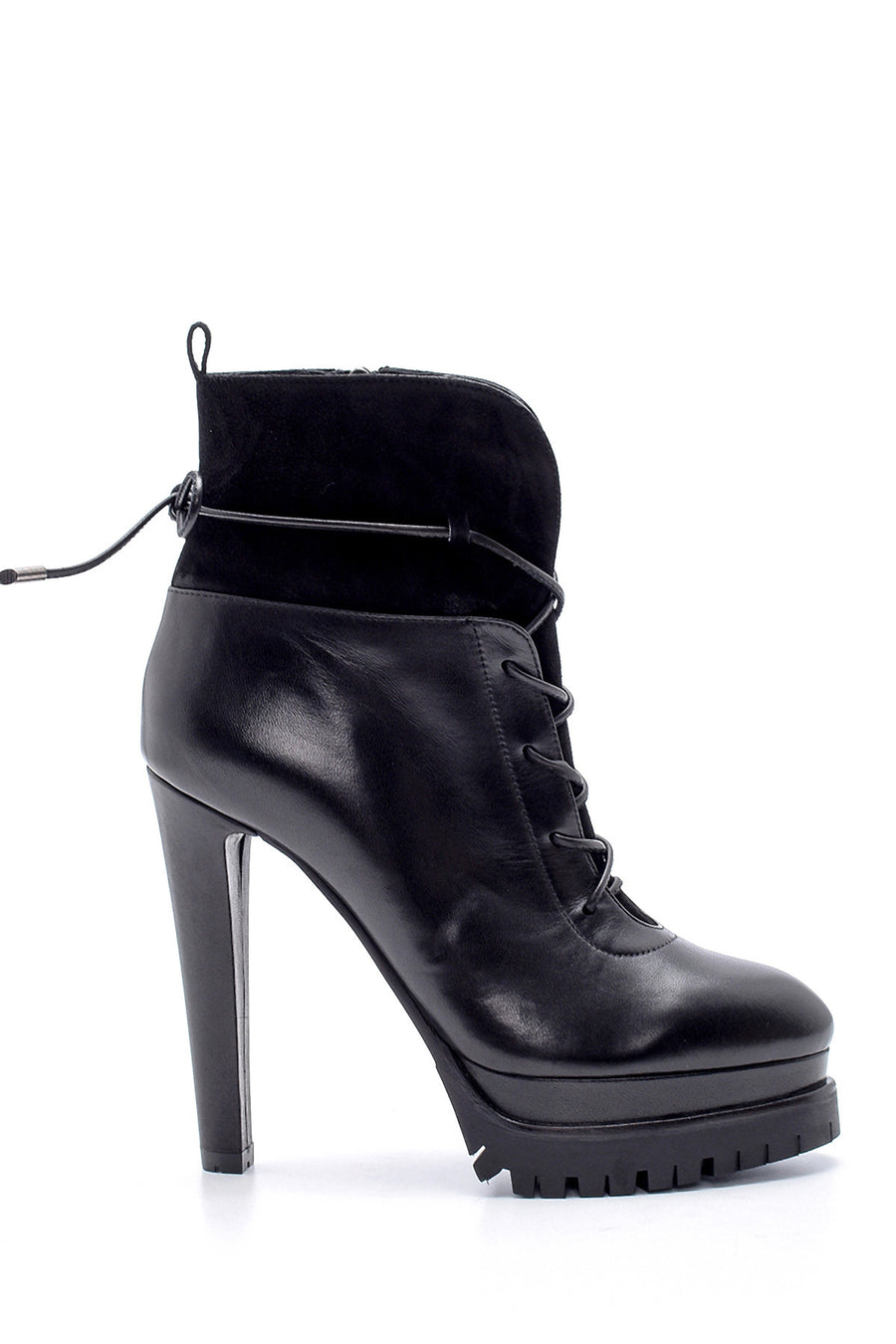 Women's Leather Lace Detailed Heeled Boots 20WFD161218 | Derimod