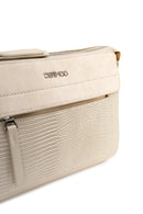 Woman Cream Long-Strap Patterned Crossbody Bag | Derimod