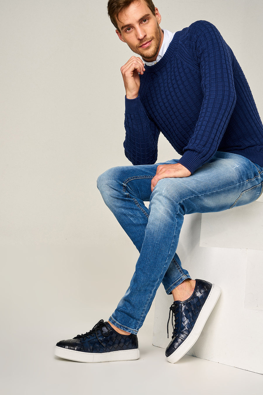 Örgülü Erkek Deri Sneaker