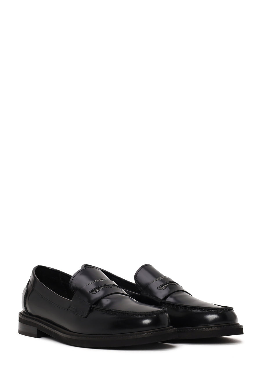 Woman Black Leather Masculine Loafer
