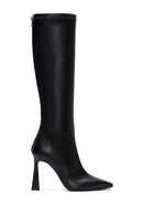 Women's Black Leather Heeled Boots | Derimod