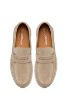 Men's Beige Chunky Suede Leather Loafers | Derimod