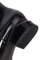 Women's Black Thick Short Heel Patent Leather Boot | Derimod