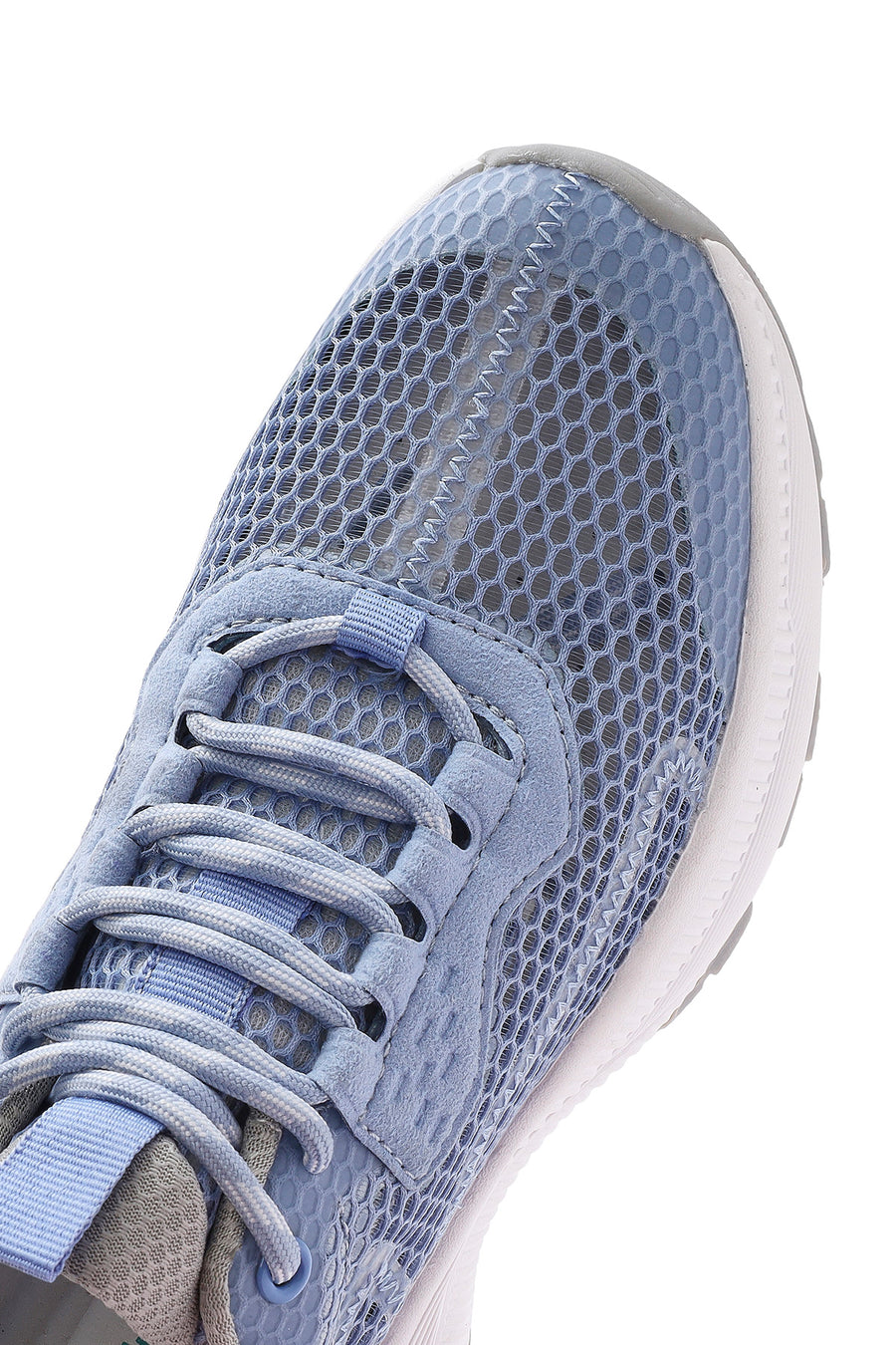 Women's Blue Lace-Up Thick-Sole Fabric Sneakers