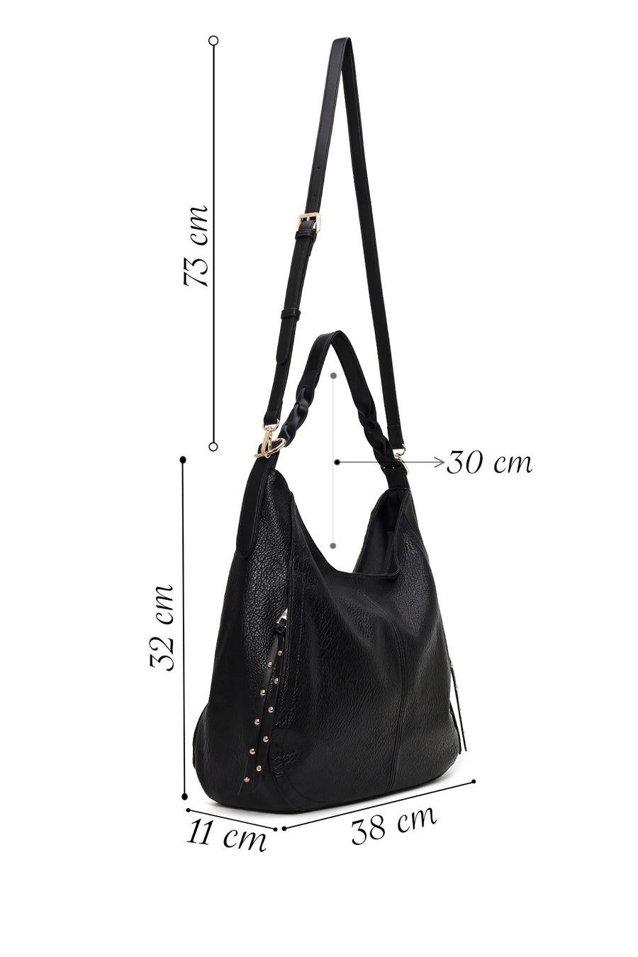 Woman Black Long-Strap Shoulder Bag