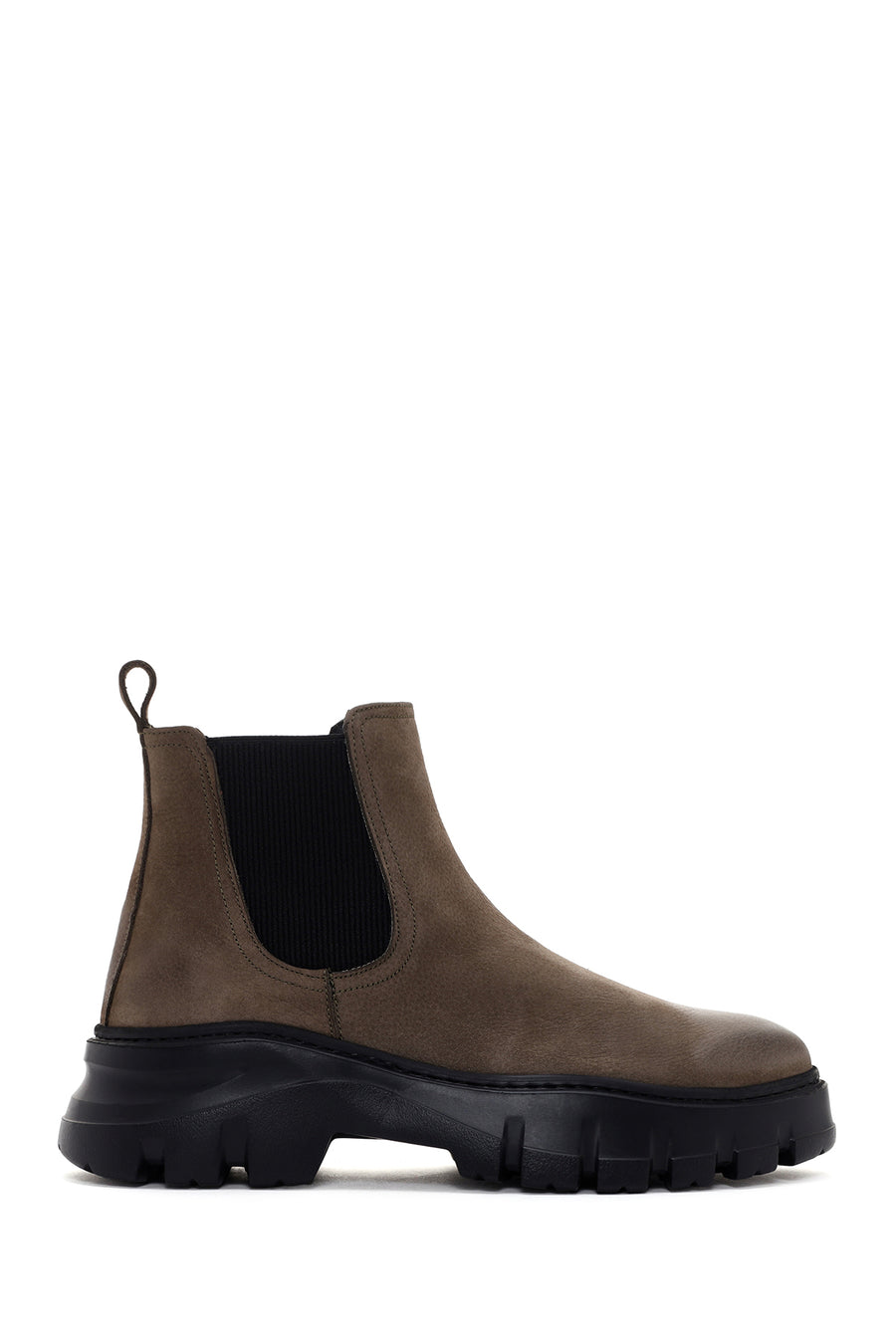 Men's Khaki Thick Soled Chelsea Nubuck Leather Boots 23WFD6154V3 | Derimod