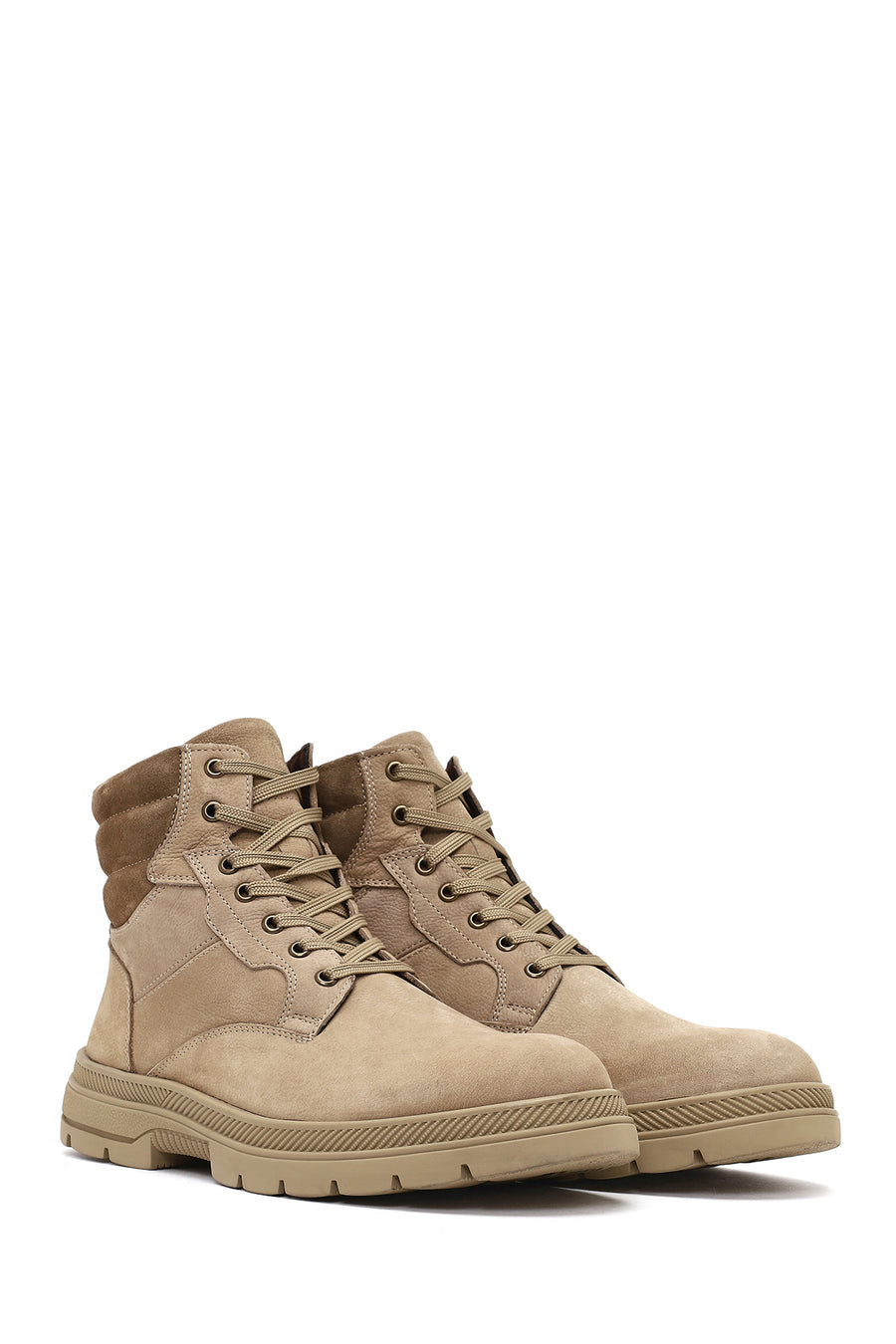 Men's Mink Lace-Up Thick-Soled Leather Boot