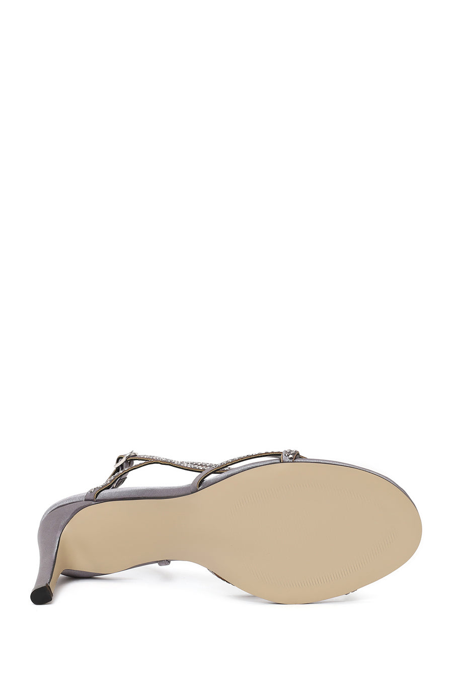 Woman Silver Ankle-Buckle Thin High-Heel Embellished Sandal