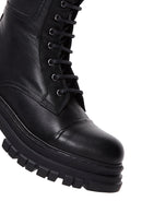 Women's Black Boots Zippered Leather Boots | Derimod