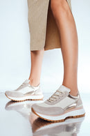Women's Beige Lace-up Leather Sneaker | Derimod