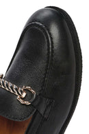 Women's Black Buckle Leather Loafer | Derimod
