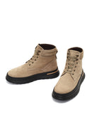 Men's Beige Lace-Up Thick-Soled Nubuck Leather Boots | Derimod