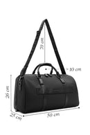 Men's Black Printed Leather Travel Bag | Derimod