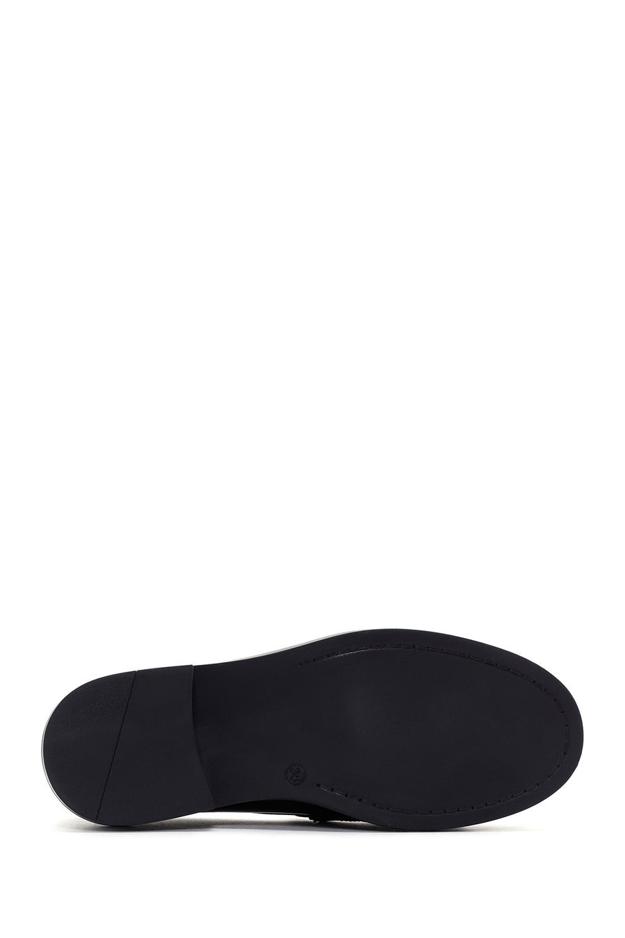 Women's Black Leather Tasseled Masculine Loafer