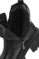 Women's Black Zippered Leather Boots | Derimod