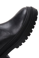 Women's Black Leather Zippered Boots | Derimod