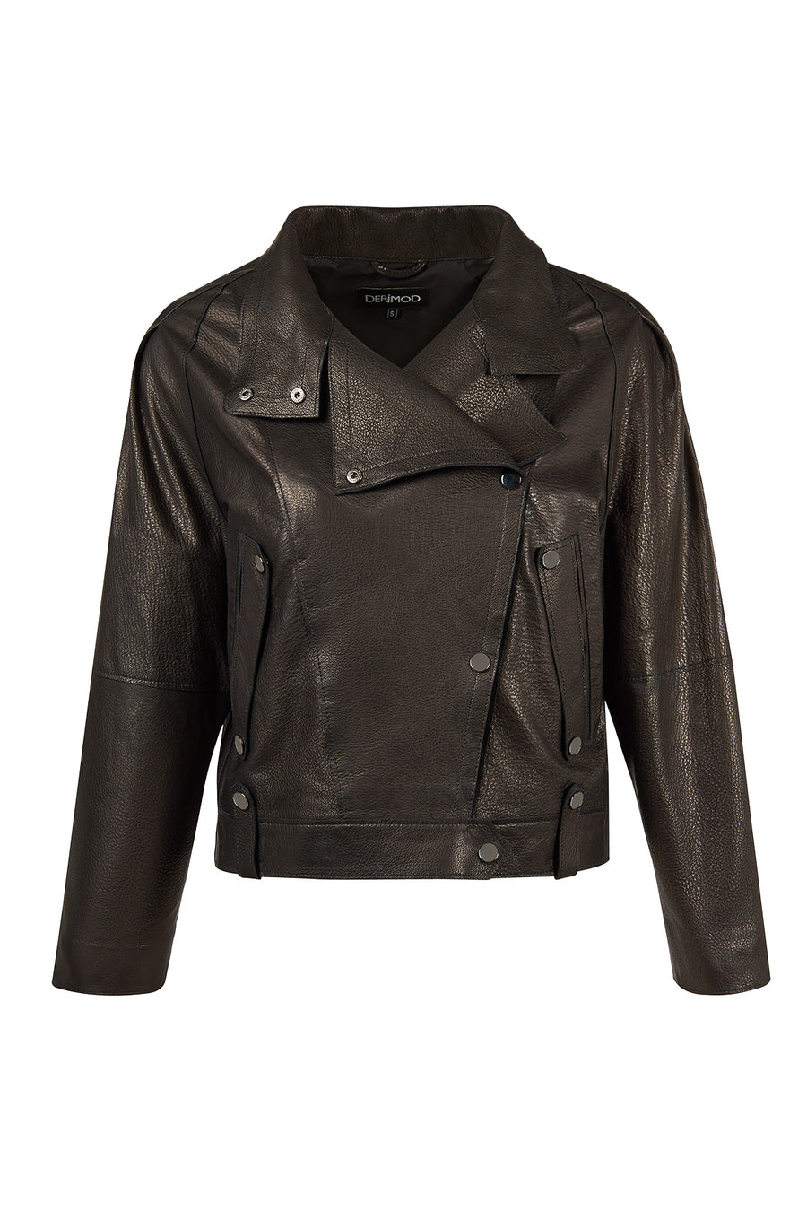 Torino Kadın Siyah Biker Oversize Deri Ceket 26SGD56558S | Derimod