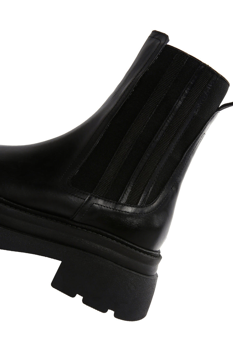 Women's Black Leather Thick Soled Chelsea Boots