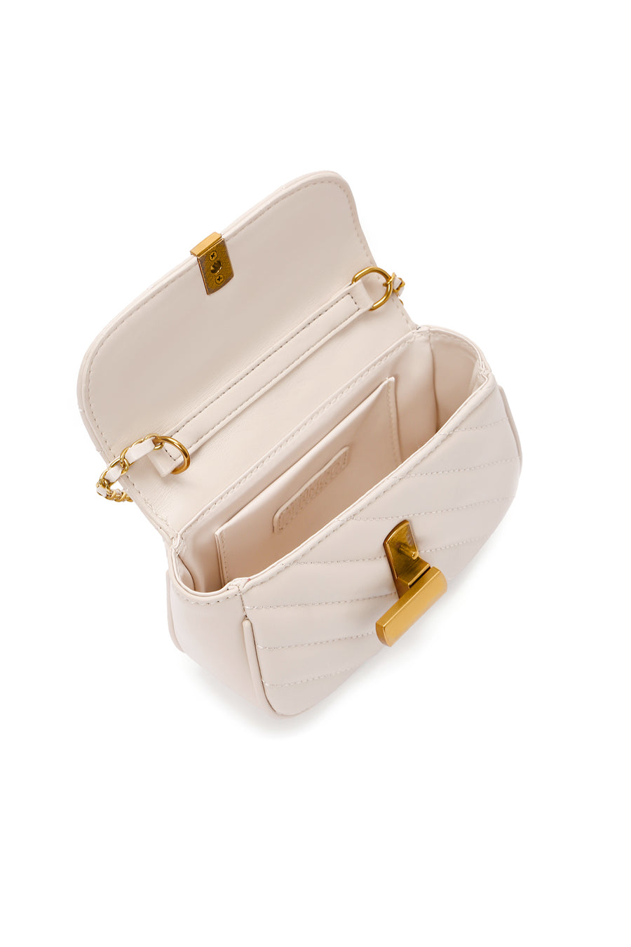 Women's Cream Long Strap Quilted Crossbody Bag