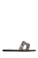 Women's Black Stone Jelly Slippers | Derimod