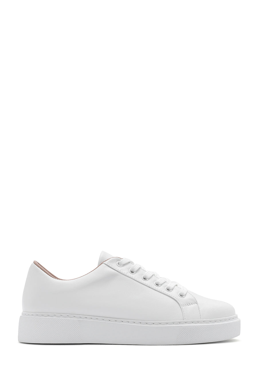 Women's White Lace-Up Leather Sneaker 25SFD370018 | Derimod