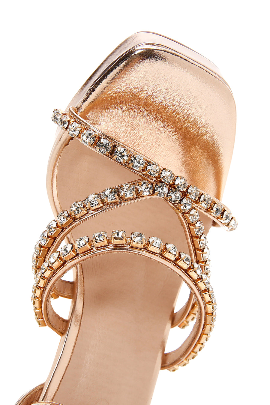 Women's Rose Gold Stone High Heel Sandals