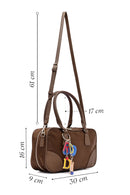 Women's Brown Long Strap Accessory Detailed Fabric Handbag | Derimod