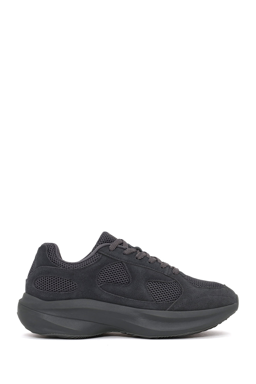 Male Gray Lace-Up Thick-Soled Fabric Sneaker WM68006665 | Derimod