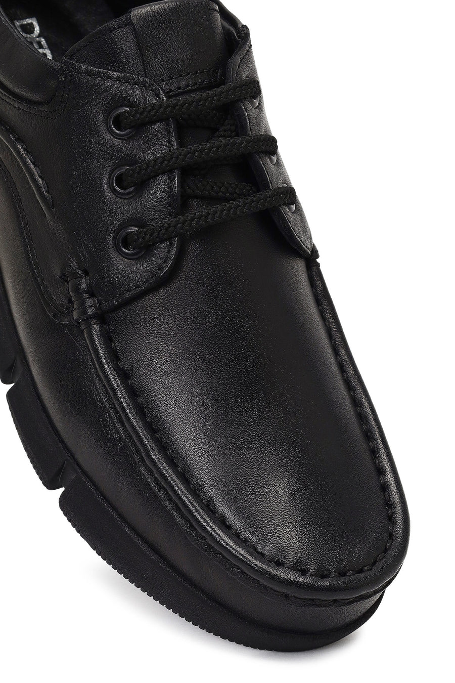 Men's Black Lace-Up Leather Casual Shoes