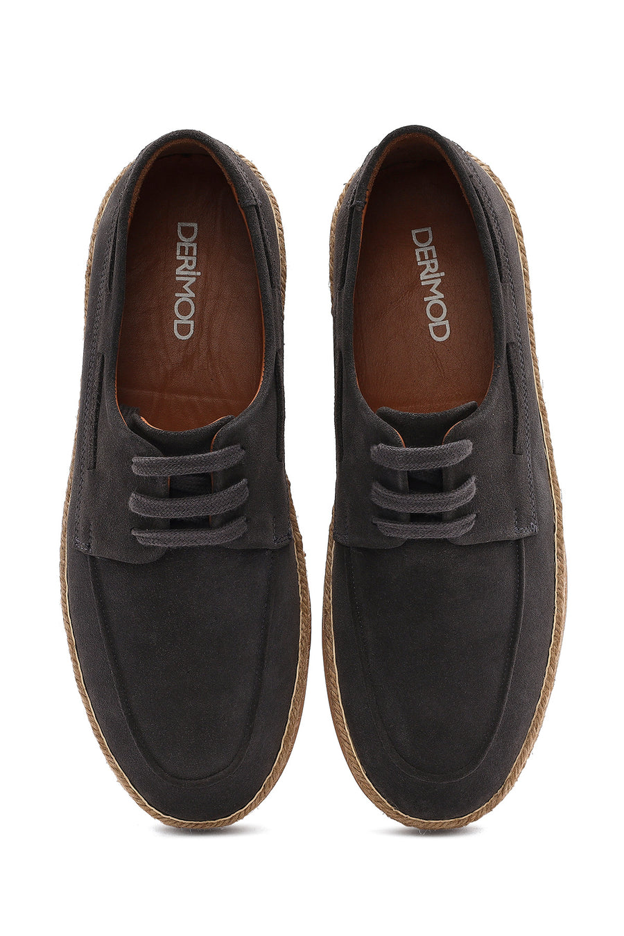 Men's Gray Lace-up Suede Leather Casual Shoes
