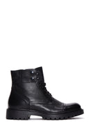Men's Black Leather Zippered Boots | Derimod