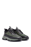 Men's Green Lace-Up Nubuck Leather Sneaker | Derimod