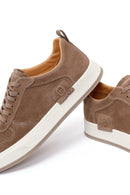 Erkek Vizon Bağcıklı Kalın Tabanlı Süet Deri Sneaker | Derimod