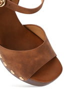 Woman Brown Ankle-Buckle Chunky-Heel Suede Sandal | Derimod